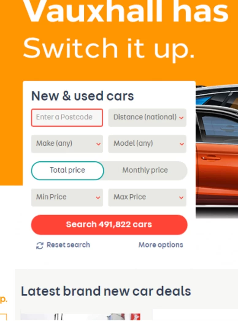 Postcode error on search form