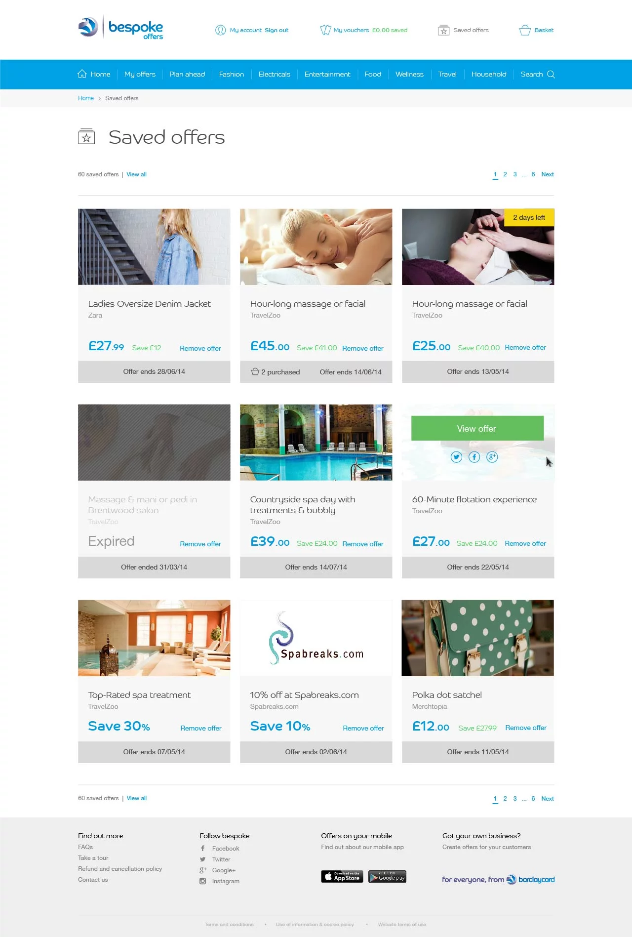 Saved offer page