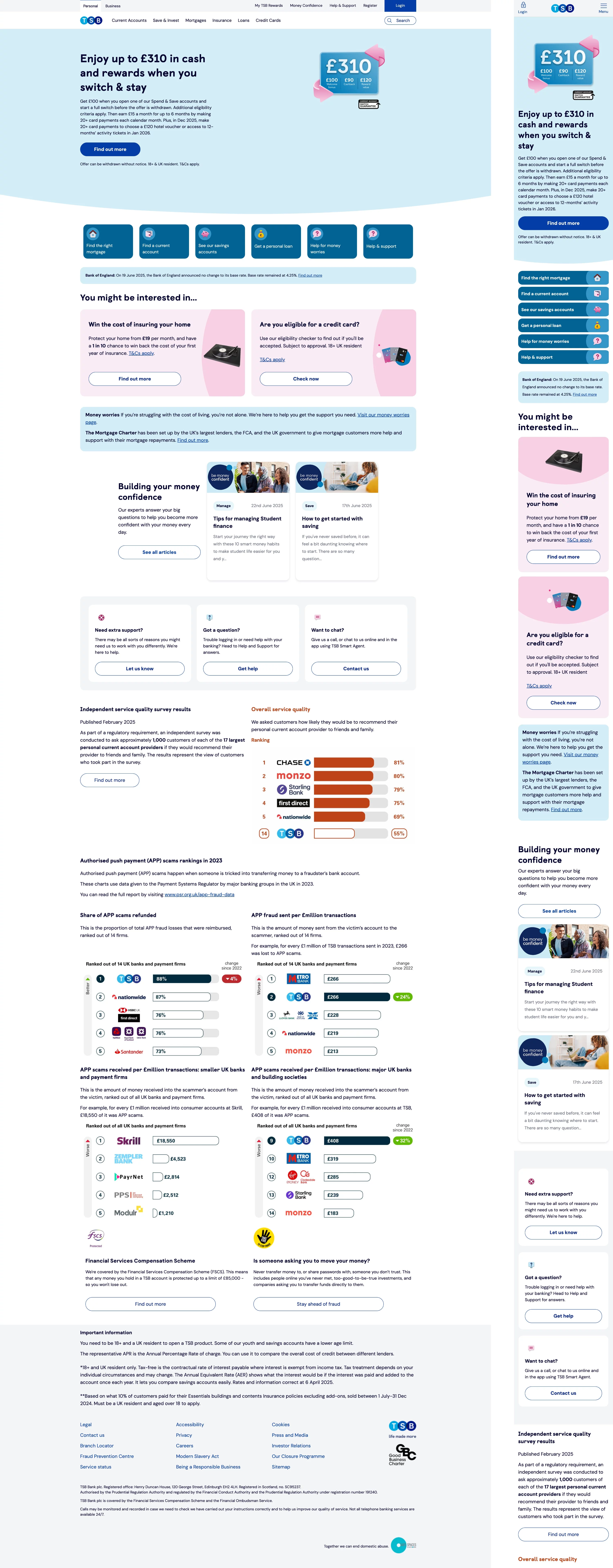 TSB bank new home page