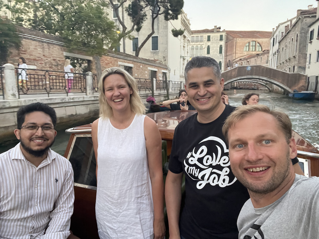 The Remote Company on a boat in Venice