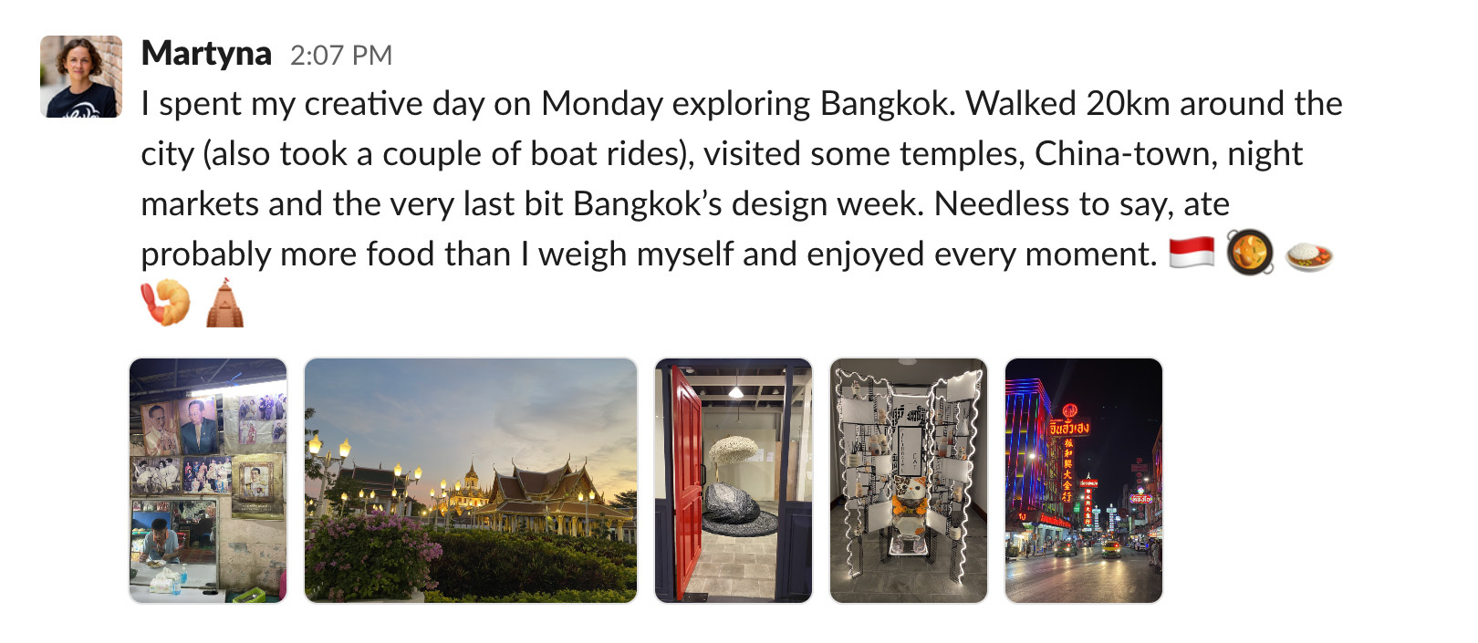 Martyna from our Product Team sharing her day exploring Bangkok for her creative day