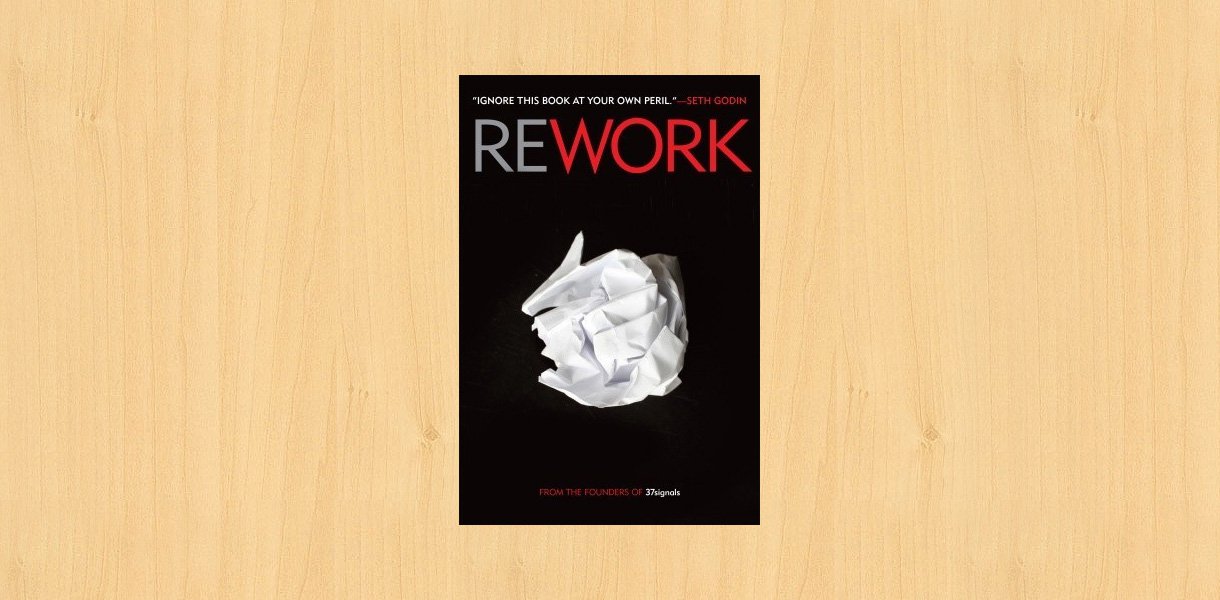 Rework book cover placed on the desk.