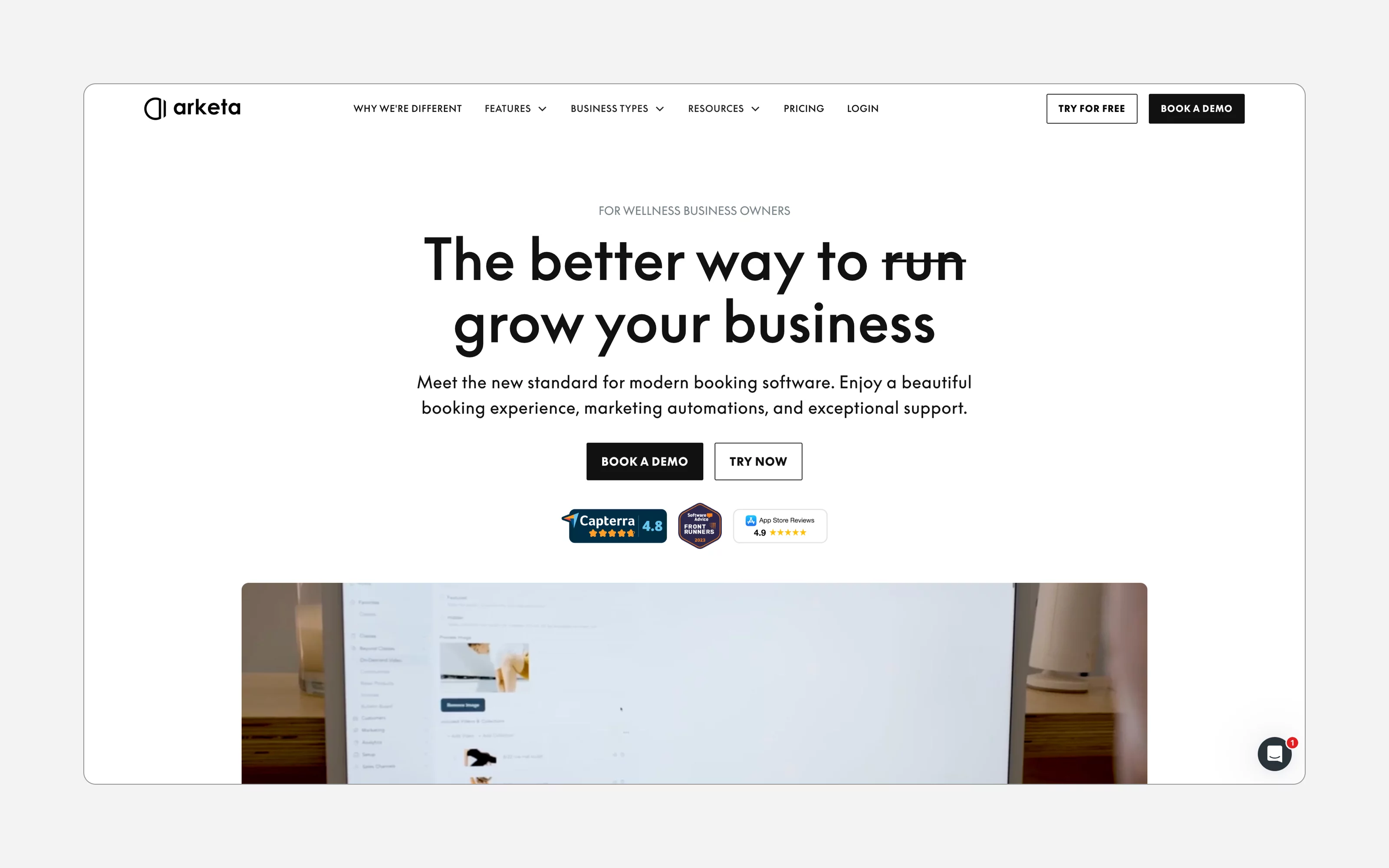 Premium studio website and booking page – Arketa software for boutique fitness and wellness businesses