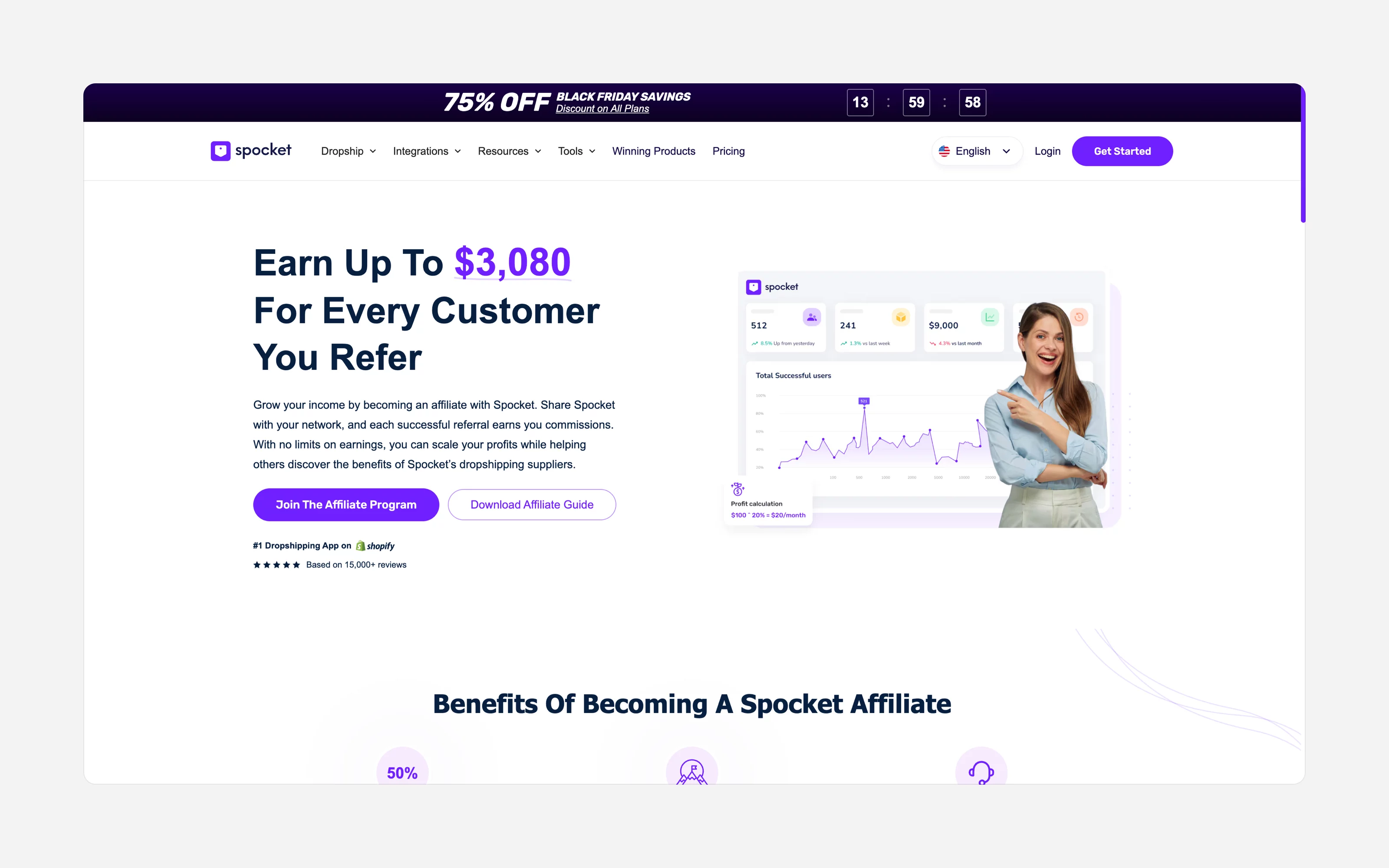 Highest paying affiliate programs #7 Spocket