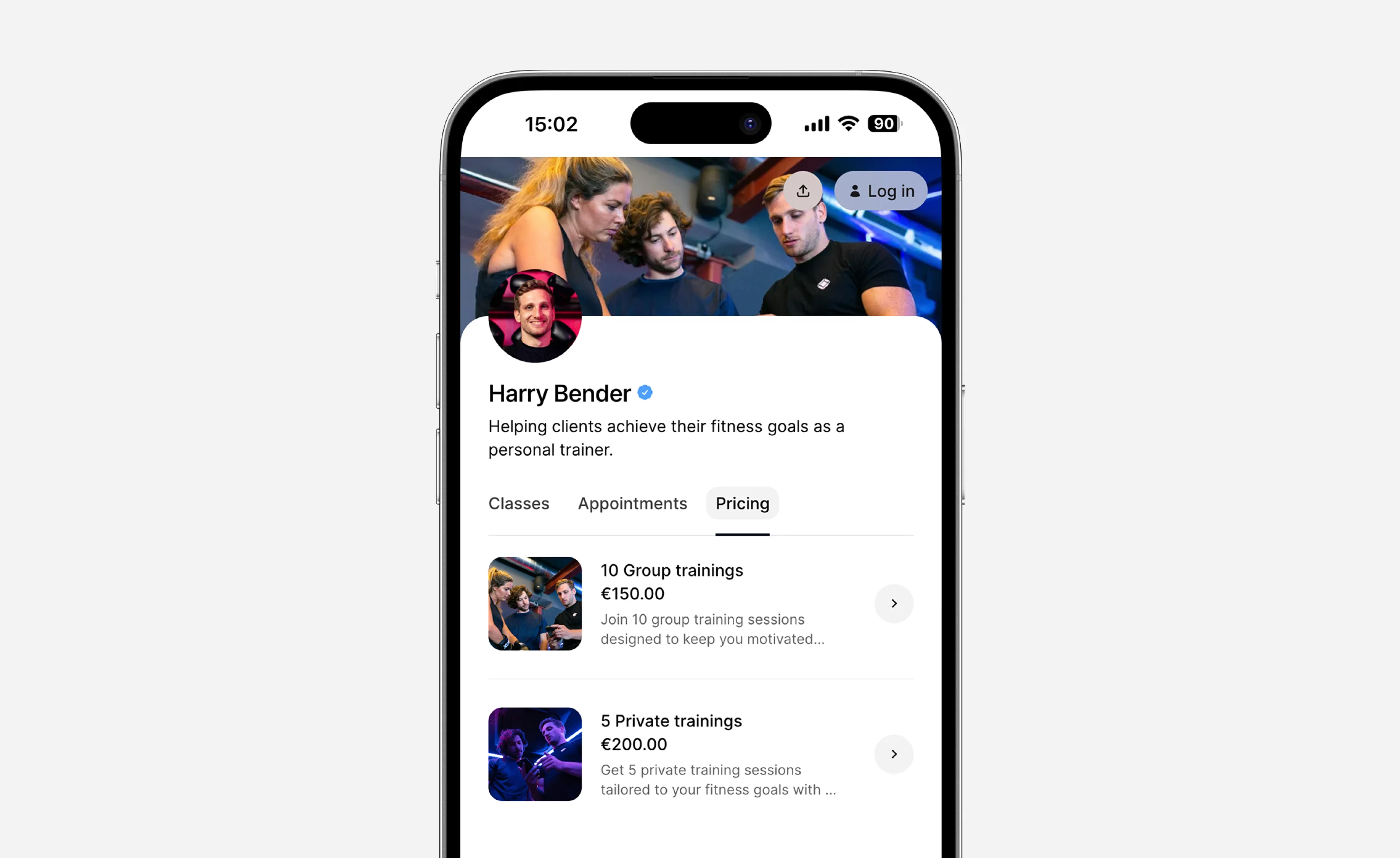 Personal trainer pricing page to run ads