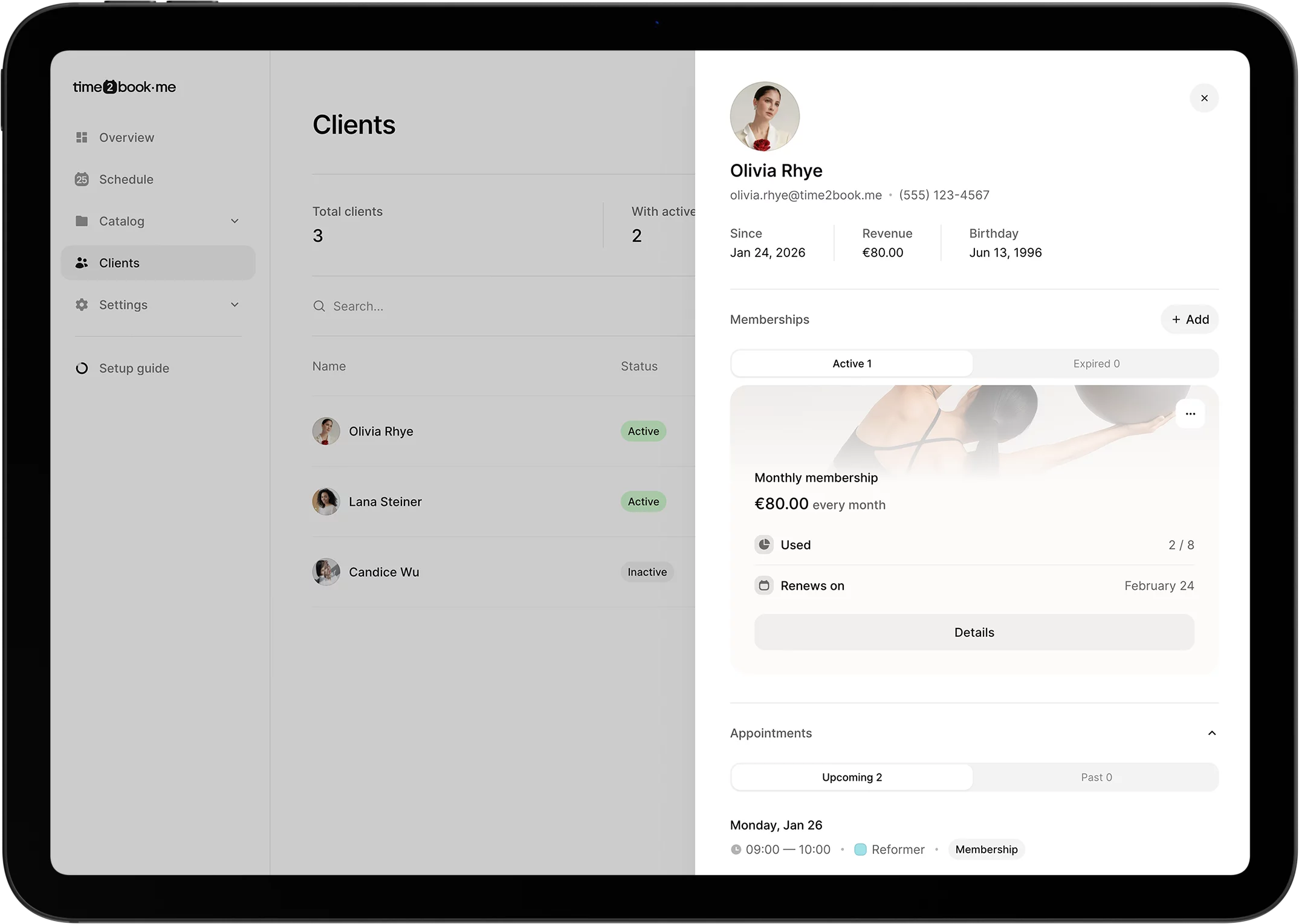 Client management software dashboard