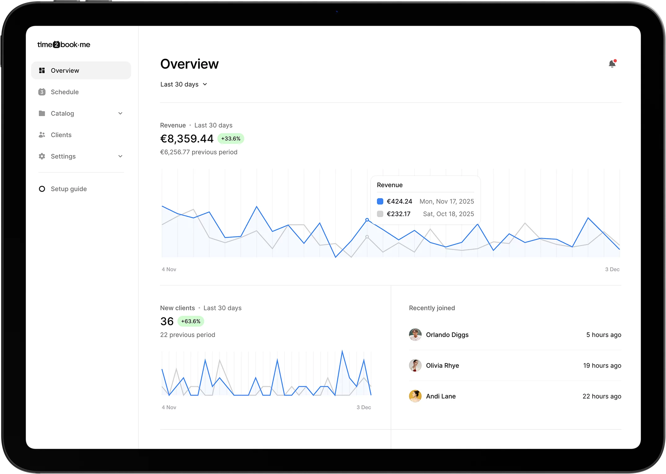 Padel coach software dashboard