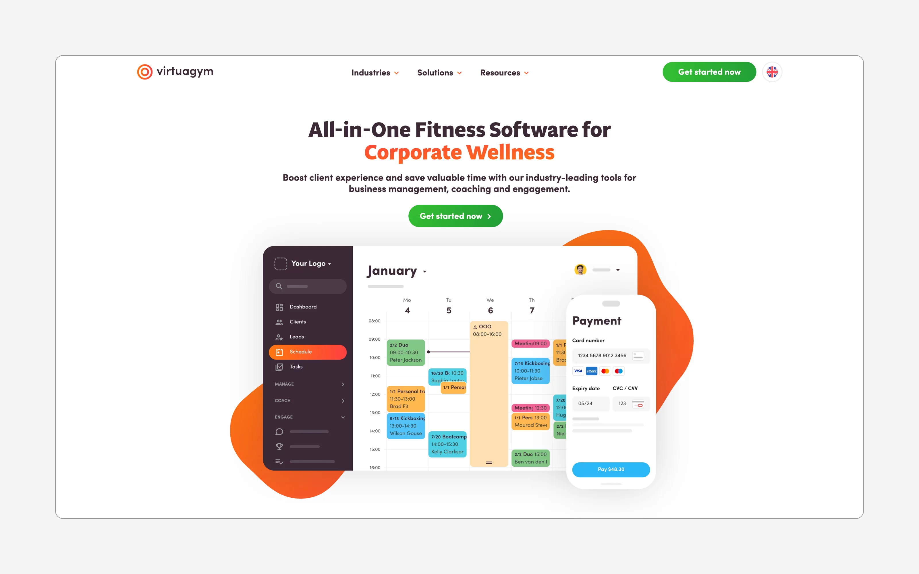 Personal training and nutrition tracking – Virtuagym software interface for coaches and gyms