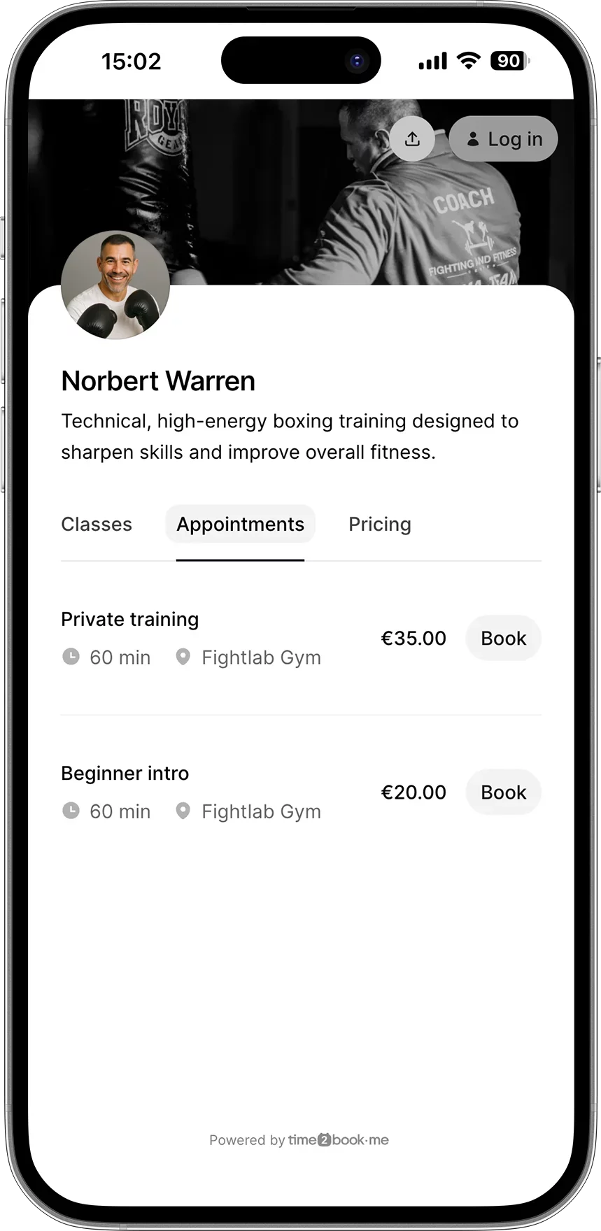 Boxing coach booking app