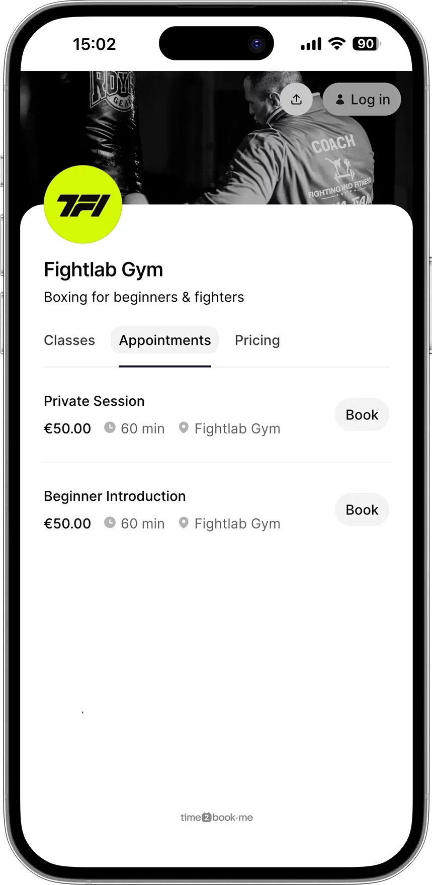 Boxing gym class scheduling app