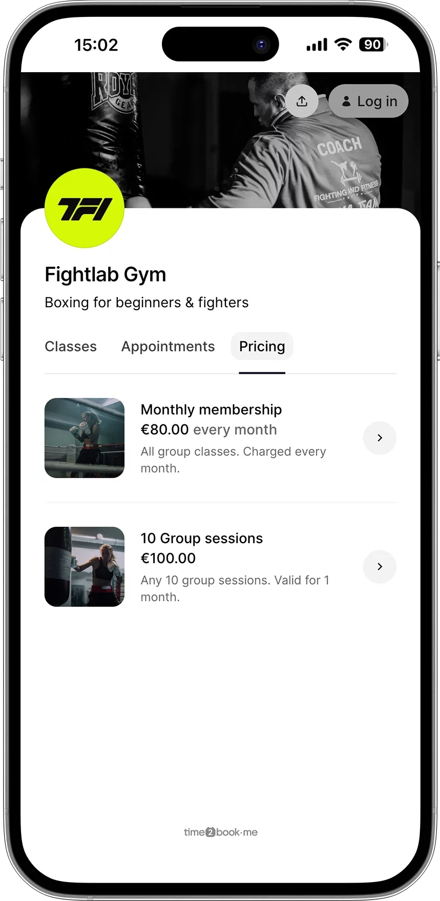 Boxing gym payments online