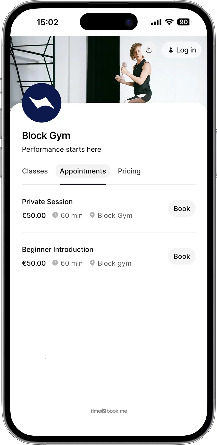Gym class scheduling app