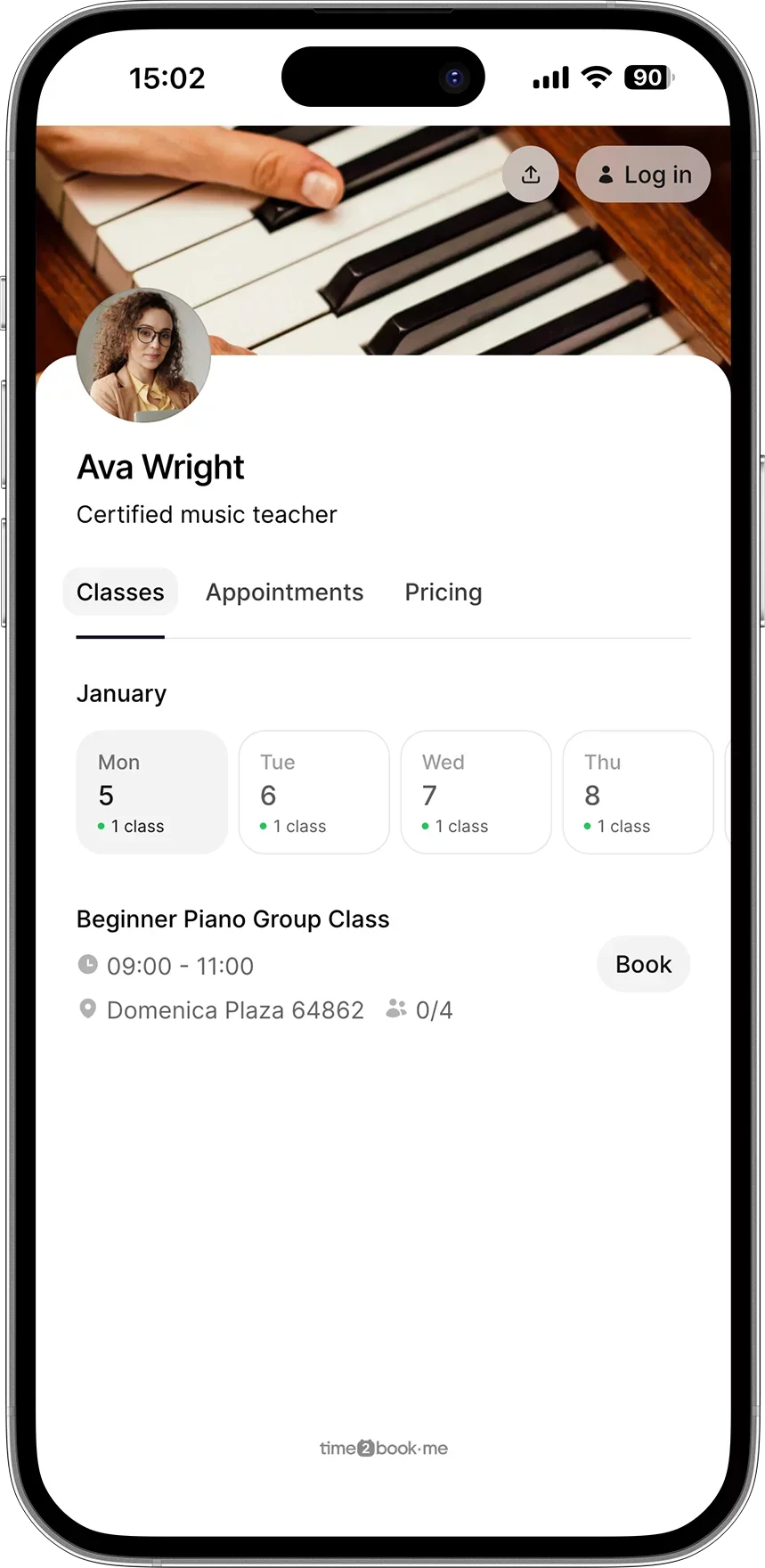Music teacher class scheduling app