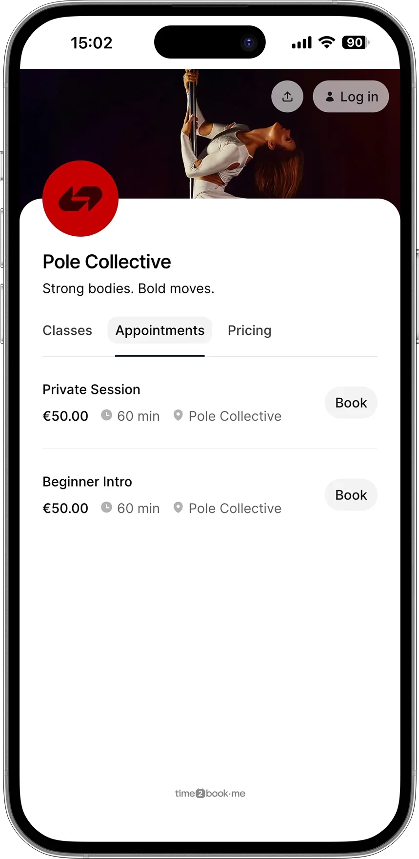 Pole dance class scheduling app