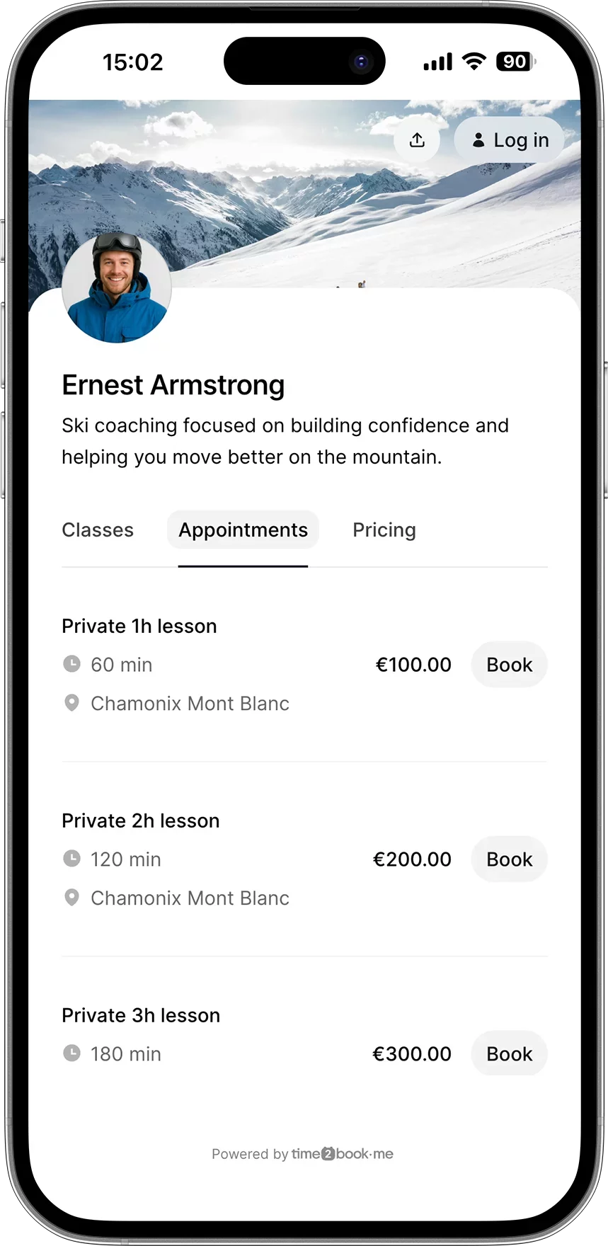 Ski instructor booking app