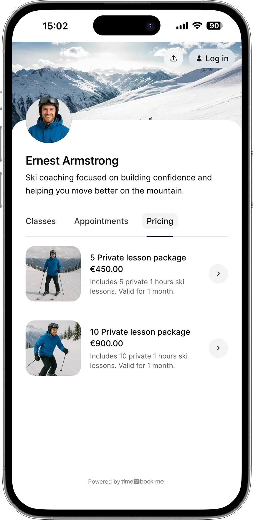 Ski instructor payments online