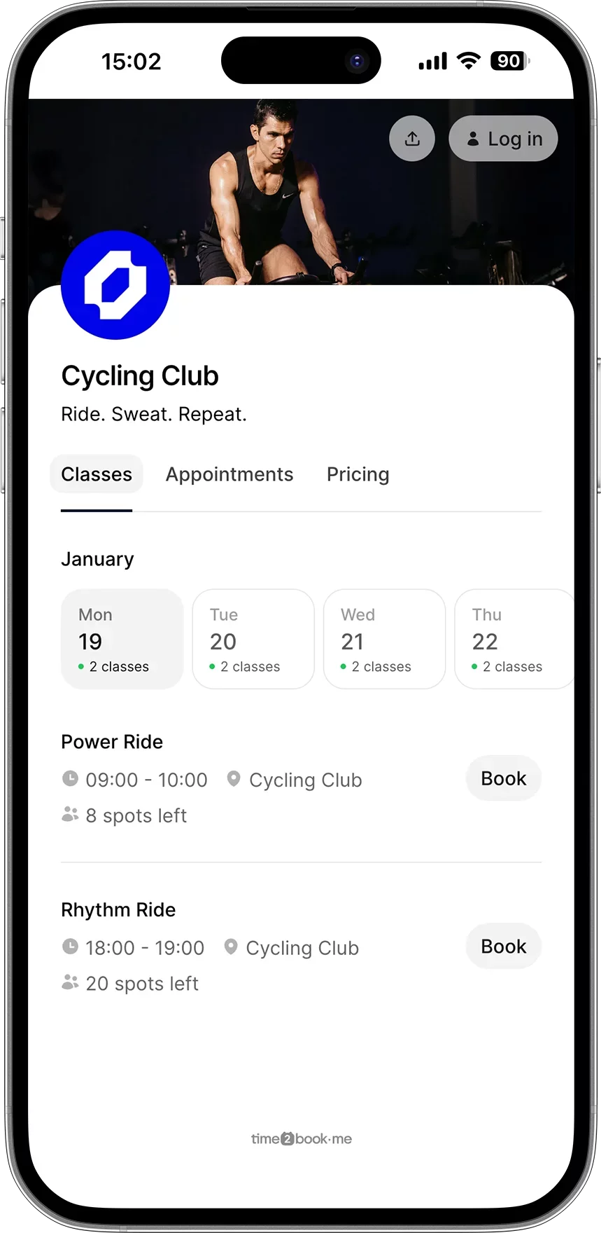 Spin studio booking app