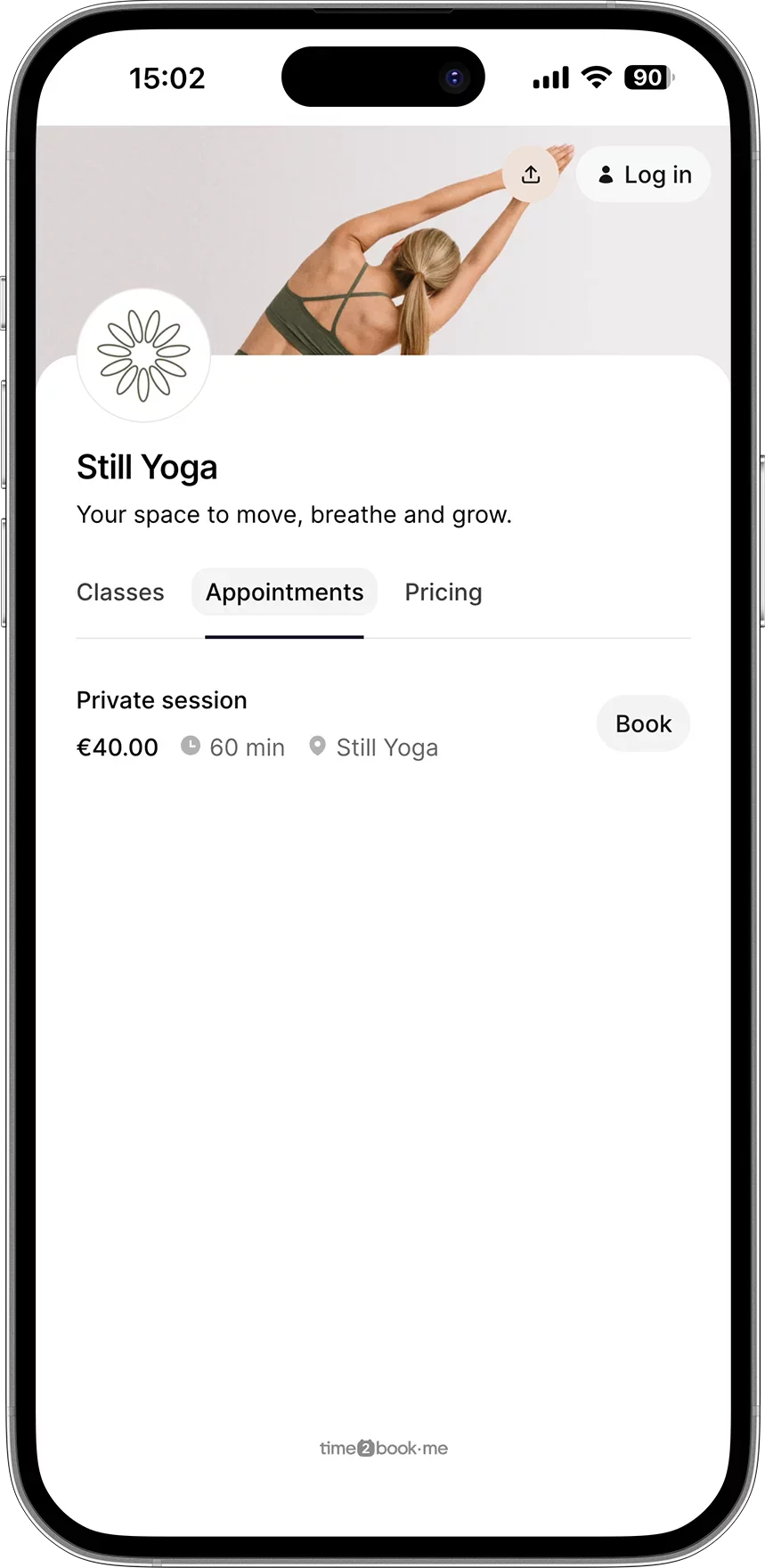 Yoga studio class scheduling app