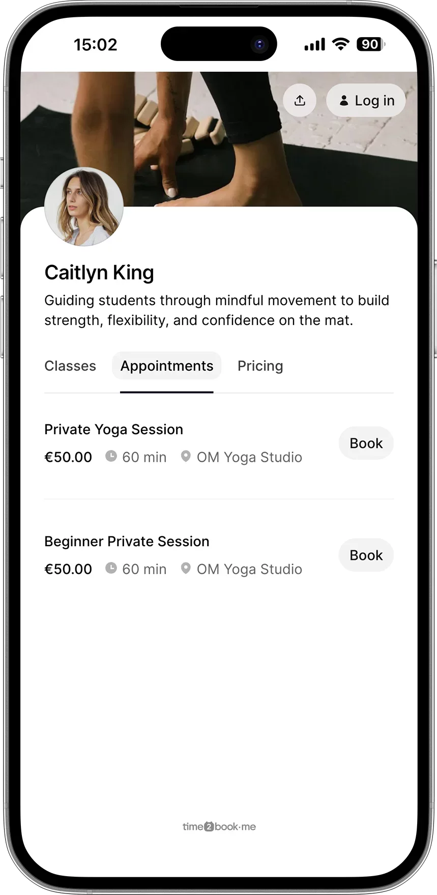 Yoga teacher booking app